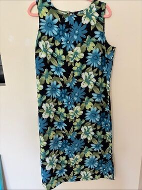 Sleeveless Black 
Maxi Dress with Blue & Green Floral Print